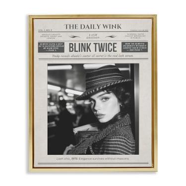 Imagem de Stupell Industries The Daily Wink Magazine arte de parede em tela flutuante com moldura cinza, design de A Barefoot Stylist, 53 x 43 cm