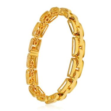 Imagem de Pulseira Bracelete Masculino De Moeda Antiga Banhado A Ouro 18k - Três Estribos (19CM)
