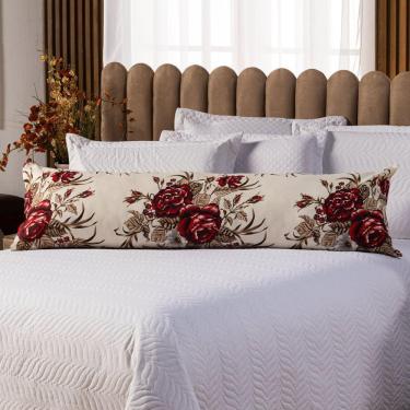 Imagem de Capa Fronha De Xuxão Avulsa 1,45m X 45cm - Percal 140 Fios 100% Algodão Floral Vermelho