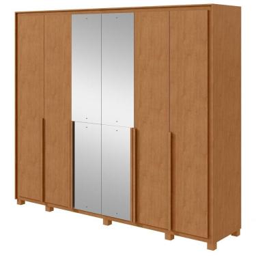 Imagem de Guarda-roupas Casal 6 Portas 6 Gavetas Com Pés 100% Mdf Com 4 Espelhos Imperatore - Lopas Amendoa Clean