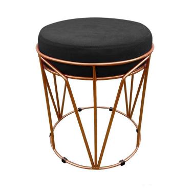Imagem de Puff Multiuso Com Mesa 2 Em 1 Suede Preto Base Cobre