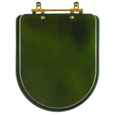 Imagem de Assento Sanitário Carrara Verde Degrade Para Vaso Deca Com Ferragem Dourada