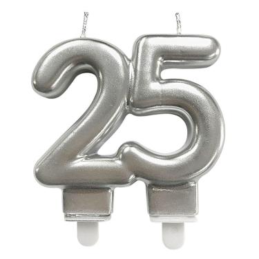 Imagem de Vela De Aniversário Prata 25 Anos