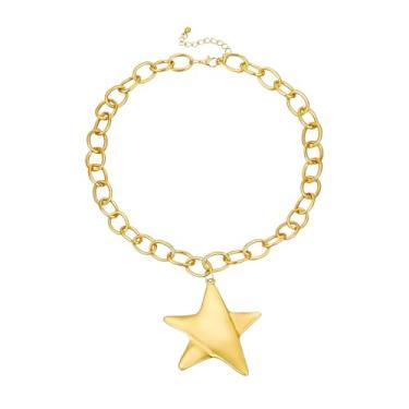 Imagem de Long tiantian Colar de estrela do mar, pingente de estrela de prata, colar de estrela grossa, gargantilha de ouro, joias YK, presentes de Natal, meias para mulheres, Large, Sem Pedra Preciosa