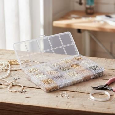 Imagem de Kit de contas de sementes de vidro - contas de sementes de artesanato de cores mistas, contas de tubo pequeno para fazer joias, pulseira faça você mesmo, vários tamanhos, 15 compartimentos