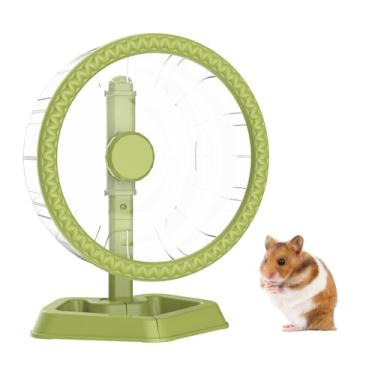 Imagem de Roda de hamster, silenciosa, roda de exercício de corrida com suporte ajustável para animais pequenos, ratos anões sírios gerbils (verde, grande (24 cm)