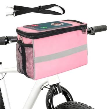 Imagem de MATTISAM Bolsa para guidão de bicicleta – Cesta frontal com suporte de telefone para bicicleta, bolsa térmica para crianças, meninas, meninos, mulheres