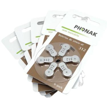 Imagem de 60 Pilhas Baterias Aparelho Auditivo Modelo 312 - Phonak (10 cartelas 