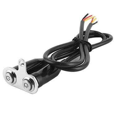Imagem de Tbest Interruptor de guidão de motocicleta de aço inoxidável 12V Botão de controle de LED para modificação de bicicleta retrô luz neblina durável 50 cm comprimento do fio (2 interruptores)