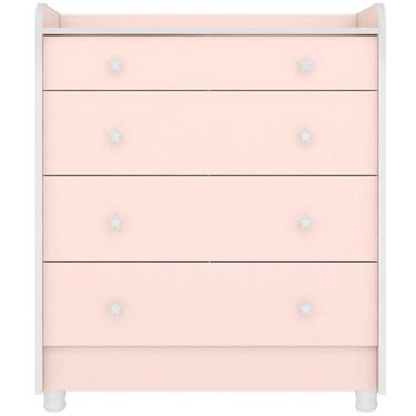 Imagem de Cômoda Com Trocador Infantil 4 Gavetas E Pés Doce Mel Rosa Acetinado