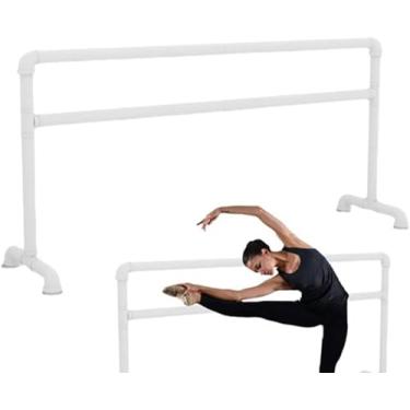 Imagem de FYLFANYAN Barra de balé de metal branco para casa - 1 m/1,2 m/1,5 m/1,8 m de comprimento, barra de dança resistente para crianças e adultos, fácil de montar