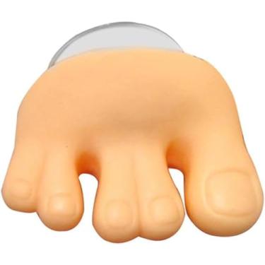 Imagem de Suporte de escova de dentes engraçado em forma de pé com ventosa suporte de escova de dentes para casa de banho organizador de linha de cabos com suportes de escova de dentes de sucção