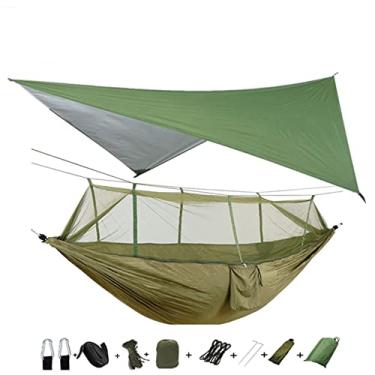 Imagem de Rede portátil leve e portátil para acampamento e tenda toldo lona de chuva mosquiteiro à prova d'água rede mosquiteira rede dossel redes de nylon (cor: verde e camuflagem) (verde e verde)