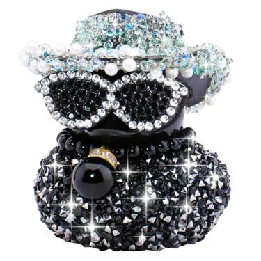 Imagem de wonuu Black Diamond-Studded Bling Rubber Duck Car Ornaments Rhinestones Sparkly Dashboard Decorations for Cool car Accessories, B_Blue