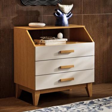 Imagem de Mesa de Cabeceira Mini Cômoda 3 gavetas para Quarto - Lojas Comprou Ch