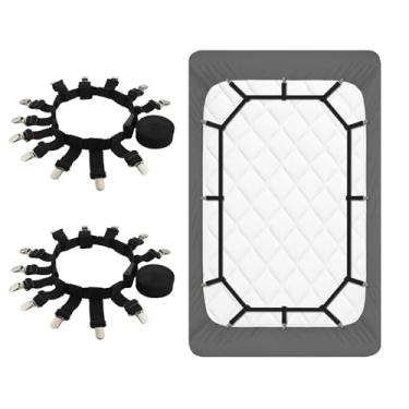 Imagem de AceOrbit 2 peças ajustáveis tiras de lençol elástico prendedores de lençol e suspensórios prendedores para segurar completo, Queen, cama king size, sofá, toalha de mesa
