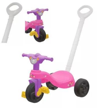 Imagem de Triciclo Motoca Infantil Com Empurrador Rosa Menina Suporta 25Kg Pais 