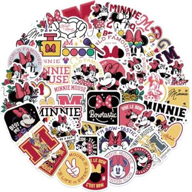 Imagem de Adesivos Minnie Mouse para garrafas de água 50 peças adesivos bonitos, à prova d'água, bonitos e modernos, adequados para copos, telefones, bicicletas, guitarras, malas, piano, skate.