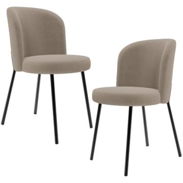 Imagem de Kit 2 Cadeiras Sala de Jantar Estofada Gavi L02 Bouclê Bege - Lyam Decor