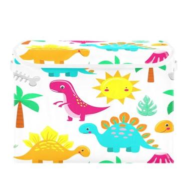 Imagem de SEHANY Cestas de armazenamento engraçadas de dinossauro com tampas, organizador de caixas de armazenamento de tecido para armário de roupas, cobertor de escritório, berçário, 42 x 32 x 30 cm