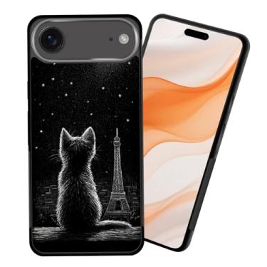 Imagem de CICPLKSE Capa protetora para iPhone Air, fina, antiderrapante, borracha com absorção de choque, capa protetora para iPhone Air de 6,5 polegadas 2025, estrelas observando gatos por torre