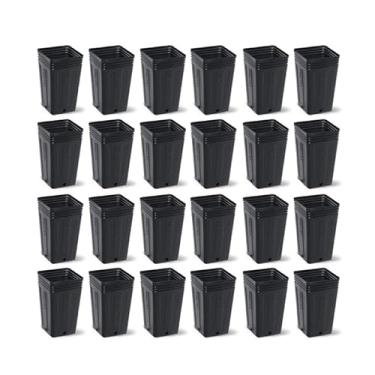 Imagem de Kit Vasos Plástico Preto 800ml Para Mudas Reutilizável - Cactos, Suculentas, Flores e Hortaliças (24)