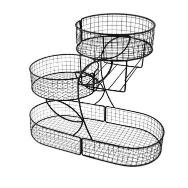 Imagem de IEUDNS Cesta de frutas 3 Organizador em camadas de grande capacidade Moliuse fios de fios de fruto tigela cesta de armazenamento para a sala de jantar de, Preto