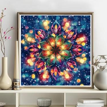 Imagem de Kits de arte de diamante 5D para adultos - kits de pintura de diamante de flores faça você mesmo, broca redonda completa - bordado de cristal em ponto cruz para decoração de parede, presentes de Natal