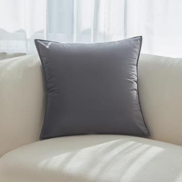 Imagem de Capas de almofada decorativas de veludo cinza escuro de 45,7 cm x 45,7 cm, capa de almofada quadrada de solo macio para sala de estar, sofá cama, pacote com 1