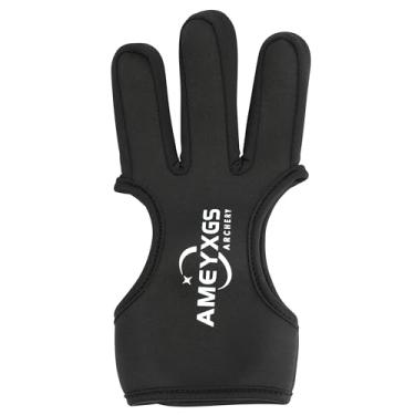 Imagem de limaity Luvas protetoras de tiro com arco e flecha, três dedos, pano para tiro, caça, mergulho para jovens adultos iniciantes (preto, G)