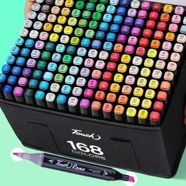 Imagem de Caneta Marcadora De Cabeça Dupla Conjunto De Canetas De Aquarela Especial (168 CORES)