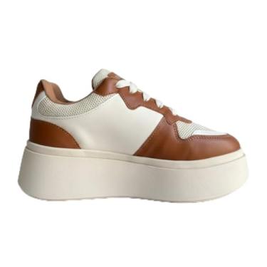 Imagem de Tênis Feminino Tenehi Samba Marrom/bege Casual Moda Fashion Versatil Retrô (marrom, BR, Adulto, Numérico, 35)