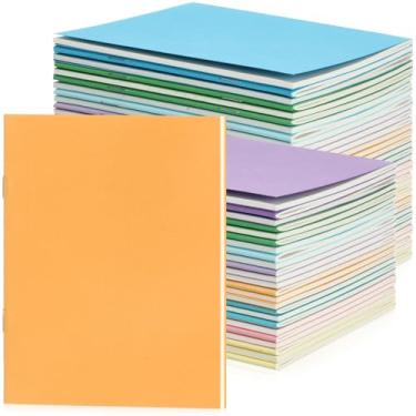 Imagem de Epakh Pacote com 64 cadernos de papel kraft, pequeno, em branco, mini caderno de bolso sem forro, cadernos de esboços para estudantes, escrita escolar, 48 páginas, 24 folhas, 10 x 14 cm (arco-íris)