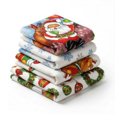 Imagem de Pano de Prato com Estampa Natalina, Kit com 12 Unidades, Tema Natalino