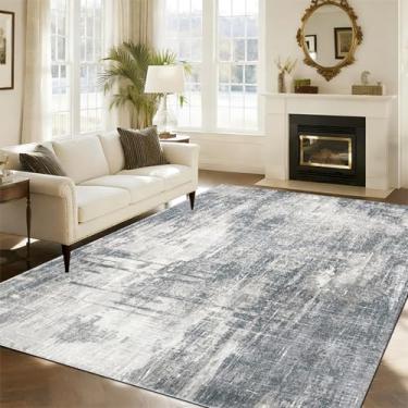 Imagem de WENZEFZZB Tapetes de área para sala de estar, tapete antiderrapante lavável de 20 x 25 cm, tapetes vintage para ambientes internos na cama, resistente a manchas e decoração de casa. (cinza bege, 20 x