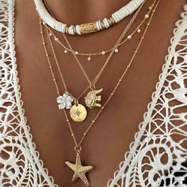 Imagem de Colar feminino com estrela do mar, oceano, dourado, férias na praia, verão, acessórios da moda, itens essenciais, presentes modernos, boho, Natal, amizade, dia dos namorados