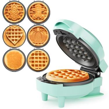 Imagem de Sunvivi Mini Máquina De Waffle De 4", Ferro De Waffle 6 Em 1, Máquina De Waffle Com 6 Pratos Removíveis, Máquina De Panquecas Para Crianças, Mini Máquina De Panquecas Para Famílias, Máquina De Panq