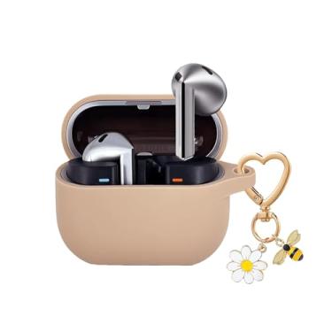 Imagem de QIMZBAAT Capa para Samsung Galaxy Buds 3 e Galaxy Buds 3 Pro e Bud 3 FE com chaveiro fofo de abelha, margarida, capa protetora de silicone macio para Samsung Galaxy Buds3 Series capa carregadora