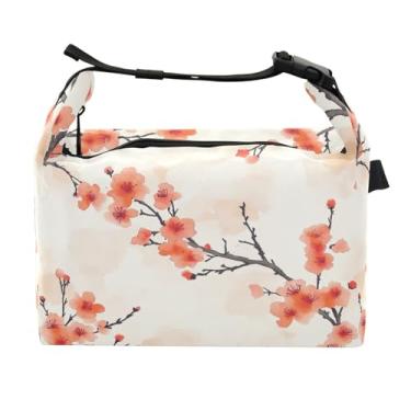 Imagem de STAYTOP Linda lancheira de flores de ameixa com fivela de alça, lancheira isolada para meninos e meninas, lancheira térmica para trabalho escolar