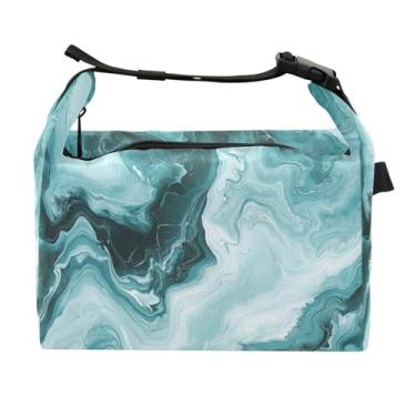 Imagem de STAYTOP Linda lancheira com textura de mármore com fivela de alça, lancheira isolada para meninos e meninas, lancheira térmica para trabalho escolar