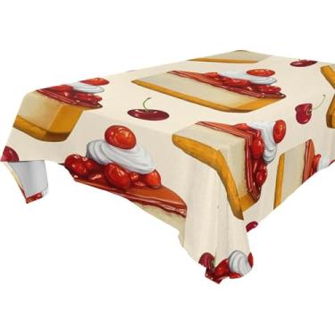 Imagem de Burbuja Toalha de mesa Cheesecakes, toalha de mesa quadrada anti-rugas grossa para decoração de jantar, cozinha, festa, 152 x 152 cm