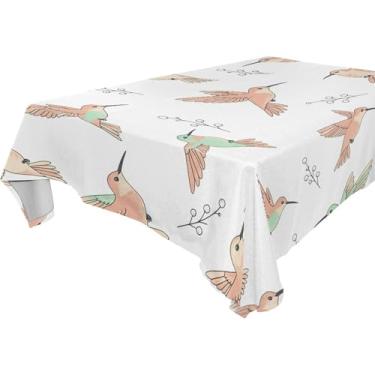 Imagem de Burbuja Toalha de mesa Birds Twigs, toalha de mesa retangular, anti-rugas, grossa para decoração de jantar, cozinha, festa, 137 x 183 cm