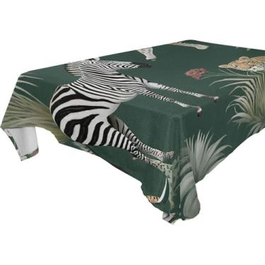 Imagem de Burbuja Toalha de mesa zebra leopardo, toalha de mesa quadrada anti-rugas grossa para decoração de jantar, cozinha, festa, 137 x 137 cm