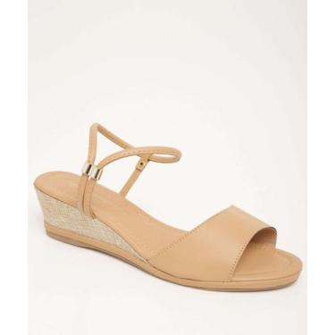 Imagem de Sandália Anabela Feminina Tiras-58561 - Nara Martins, Bege, 35