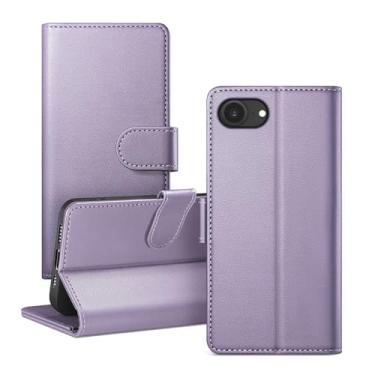 Imagem de RingPi Capa de telefone para iPhone 16e 6,1 polegadas, capa flip magnética de couro com suporte ajustável, compartimento para cartão com bloqueio de RFID e proteção contra quedas de 360°, compatível