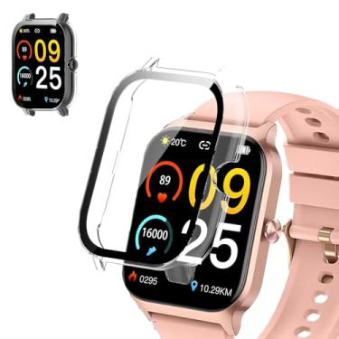 Imagem de Capa para smartwatch Liufiueq P125 de 4,7 cm – Capa protetora multifuncional com protetor de tela de vidro temperado, amortecedor rígido de PC, antiarranhões, à prova de choque, transparente HD