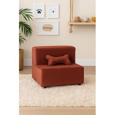 Imagem de Escadinha Rampa para Pet 2 Degraus com Osso, para Gato e Cachorro, Ideal para Sofá e Cama, Espumada Resistente Luxo (Terra Cota)