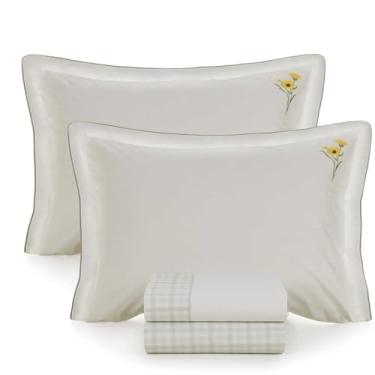 Imagem de Jogo de Cama Casal Lençol 100% Algodão Percal 200 Fios Florata 4 Peças Karsten