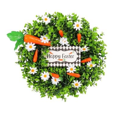 Imagem de Baoblaze Guirlanda de Cenouras de Páscoa para Porta de Entrada, Guirlanda Floral Artificial de Eucalipto E Folhagem Verde.