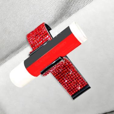 Imagem de I3DIDEA Suporte de chapstick de strass para viseiras de carro, 1 pacote com acessórios de carro brilhantes para mulheres e mulheres, protetor labial organizador de viseira de sol com materiais